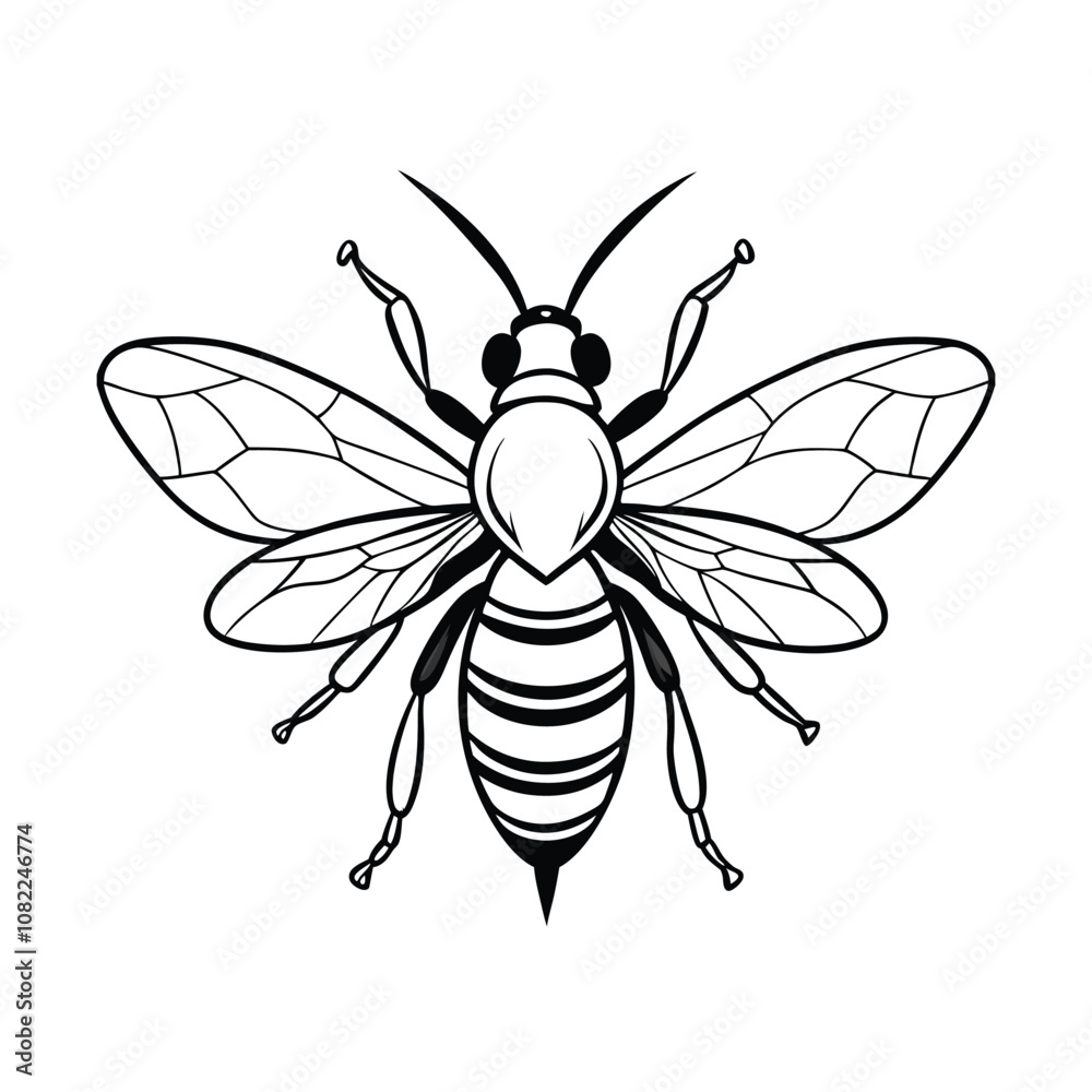vector of bee design, labeled line art silhouette illustration. vector of bee design, labeled line art silhouette illustration.