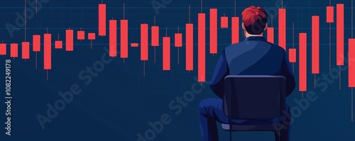 A trader analyzes stock market trends using candlestick charts, reflecting on potential investment strategies in a dynamic financial environment.