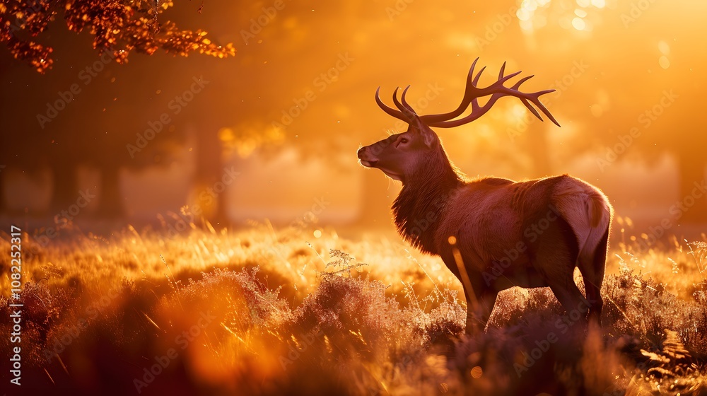 Majestic Red Deer in a Forest at Sunrise, Capturing the Beauty of Nature and Wildlife Majestic Red Deer in a Forest at Sunrise, Capturing the Beauty of Nature and Wildlife