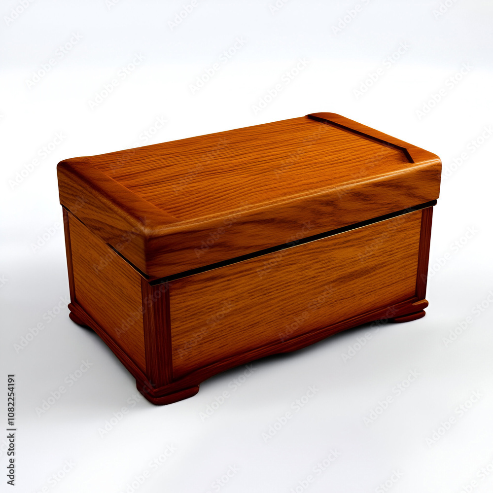 A closed wooden box is an empty wooden box on a white background. A closed wooden box is an empty wooden box on a white background.