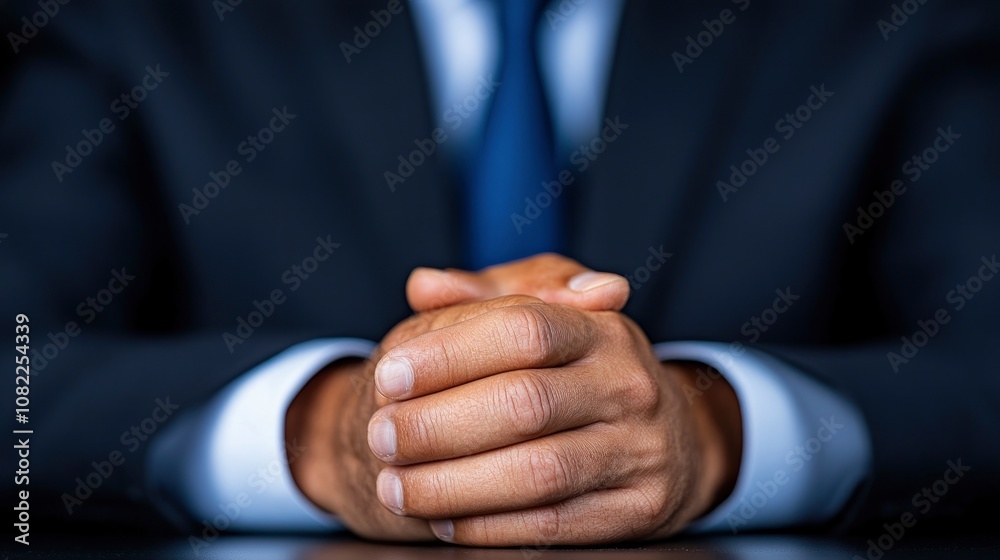 Fototapeta premium Businessman Sitting with Hands Clasped