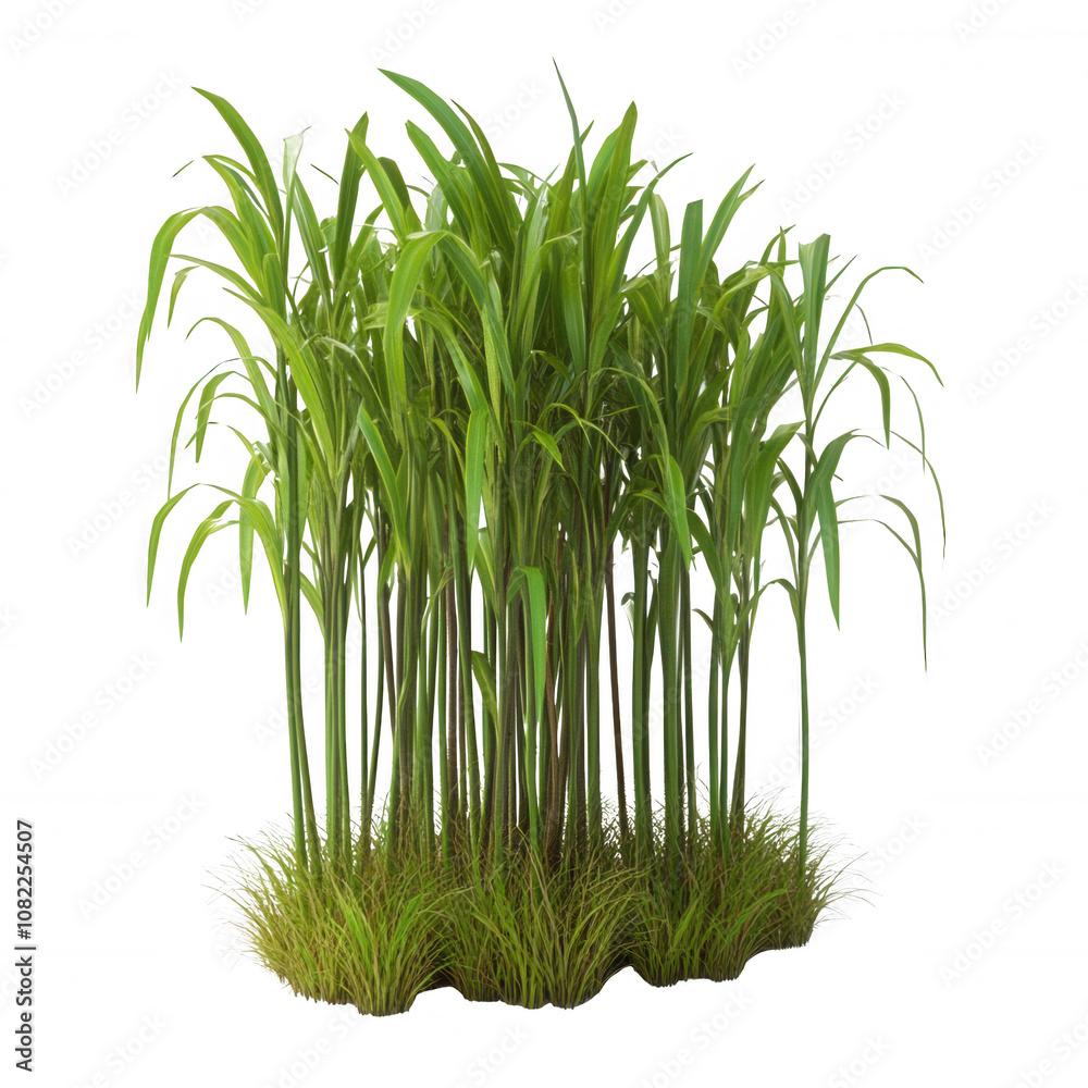 Obraz premium Lush green grass clump ideal for natural landscapes or garden design., isolated on a transparent background.