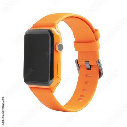 Stylish orange smartwatch with a modern design and advanced features. photo