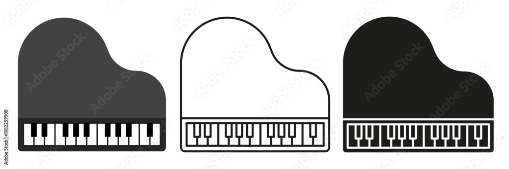 Piano. A simple set of musical instruments. Images of pianos in different styles. Piano. A simple set of musical instruments. Images of pianos in different styles.