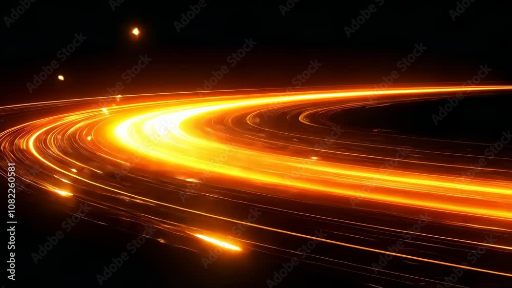 Curved light trails creating dynamic motion and energy