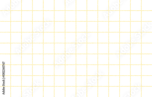 手書き感のあるシンプルなチェック柄（パステルイエロー）、グラフチェック、ラインチェック、方眼、背景素材