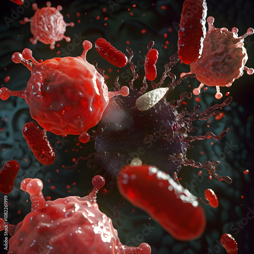 Illustration of NK Cell Cytotoxicity in Effective Immune Response photo