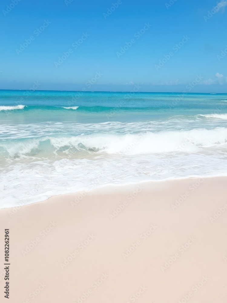 Beautiful turquoise waves crashing onto the sandy shores of a secluded Seychelles beach, vacation, ocean Beautiful turquoise waves crashing onto the sandy shores of a secluded Seychelles beach, vacation, ocean