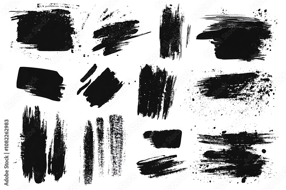 Collection of Brush Strokes ,Vector Grunge Brushes ,Dirty textures of banners, boxes, frames, Painted objects isolated on white background Collection of Brush Strokes ,Vector Grunge Brushes ,Dirty textures of banners, boxes, frames, Painted objects isolated on white background
