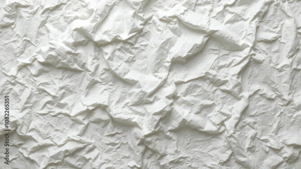 Fototapeta premium Crumpled white fabric with intricate pattern texture, white