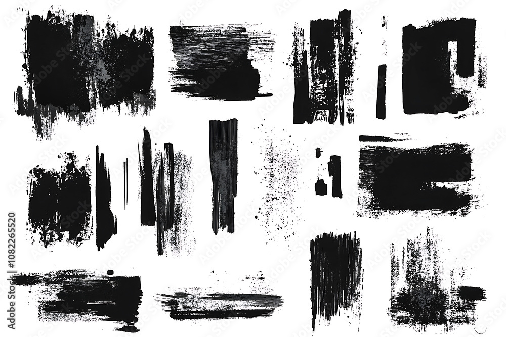 Collection of Brush Strokes ,Vector Grunge Brushes ,Dirty textures of banners, boxes, frames, Painted objects isolated on white background Collection of Brush Strokes ,Vector Grunge Brushes ,Dirty textures of banners, boxes, frames, Painted objects isolated on white background