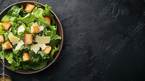 Caesar Salad on a Black Background