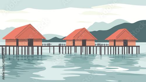 Water Bungalows Over the Lake