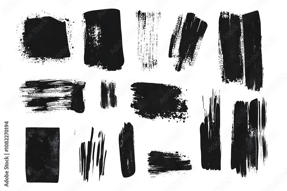 Collection of Brush Strokes ,Vector Grunge Brushes ,Dirty textures of banners, boxes, frames, Painted objects isolated on white background Collection of Brush Strokes ,Vector Grunge Brushes ,Dirty textures of banners, boxes, frames, Painted objects isolated on white background