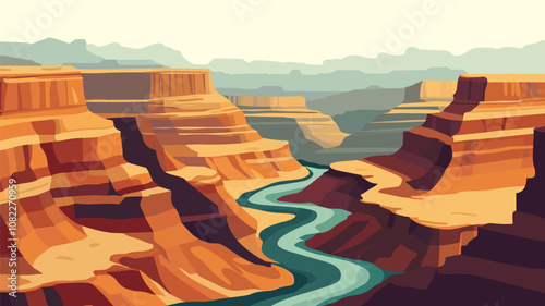 Grand Canyon River Flowing Through Canyons