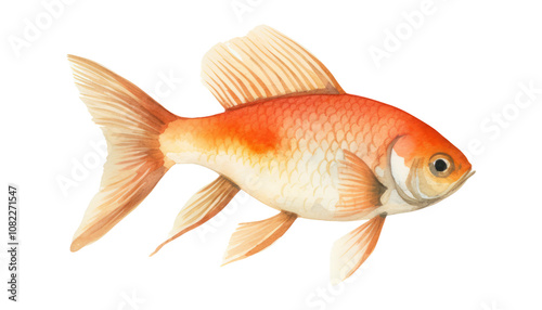 goldfish watercolor isolated on transparent background cutout