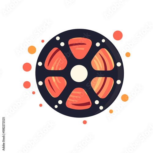 Classic film reel, simple flat vector
