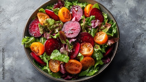 Fresh Beetroot and Tomato Salad. Generative AI