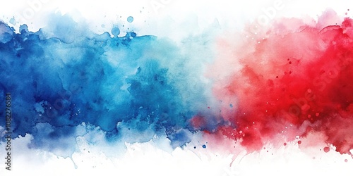 Abstract watercolor background in red, white, and blue hues