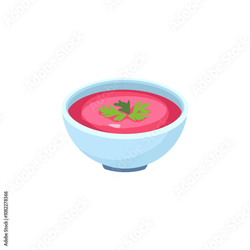 Beetroot Soup in Blue Bowl