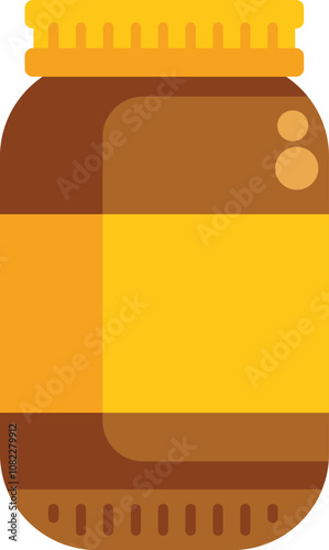 Simple illustration of a glass jar containing a preserved food product, featuring a yellow label and cap