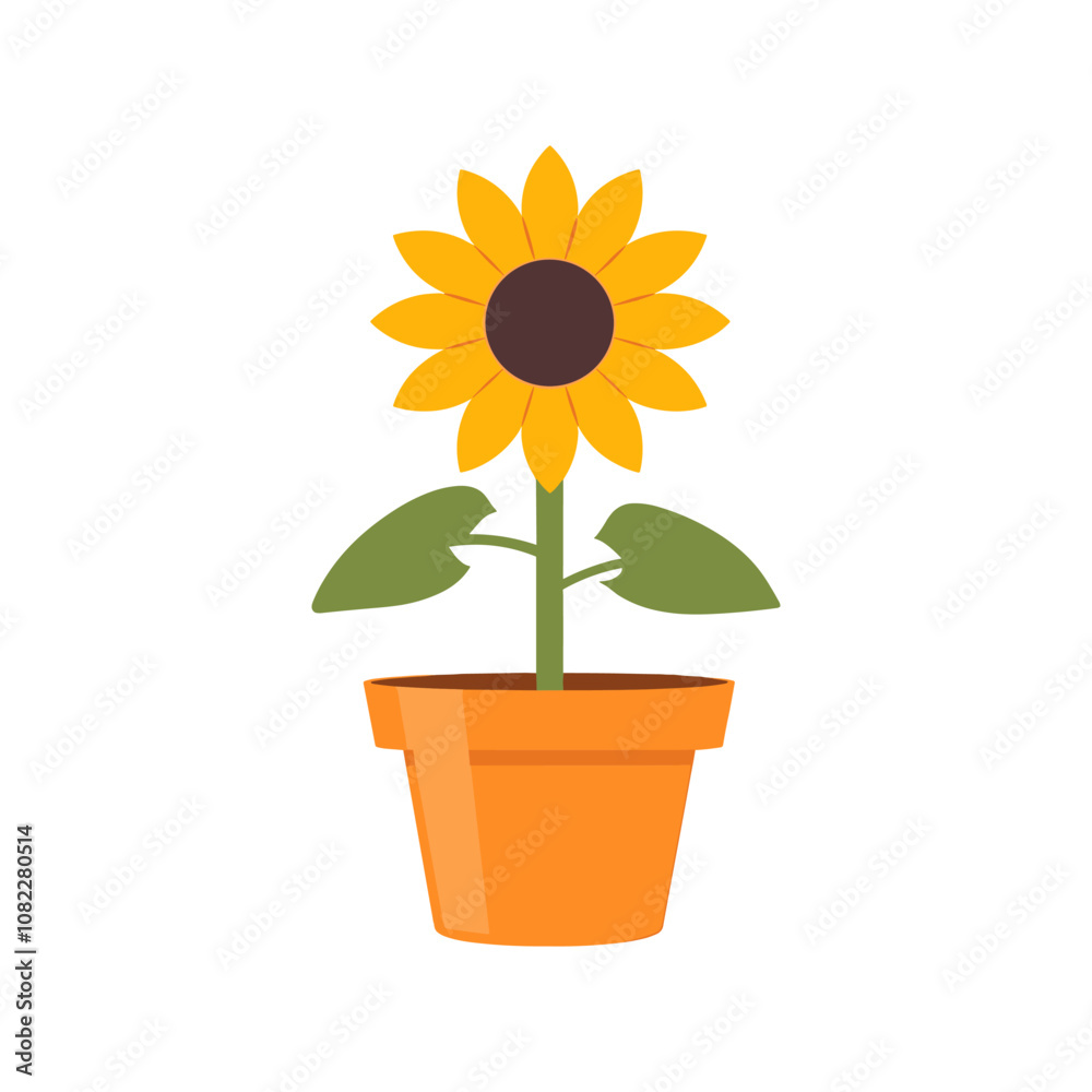 Obraz premium Sunflower in Pot Drawing
