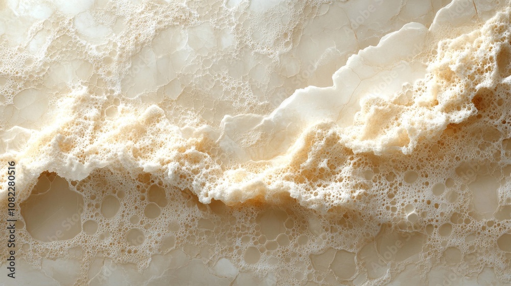 Cream Marble Textured Background with Soft Bubbles. Generative AI