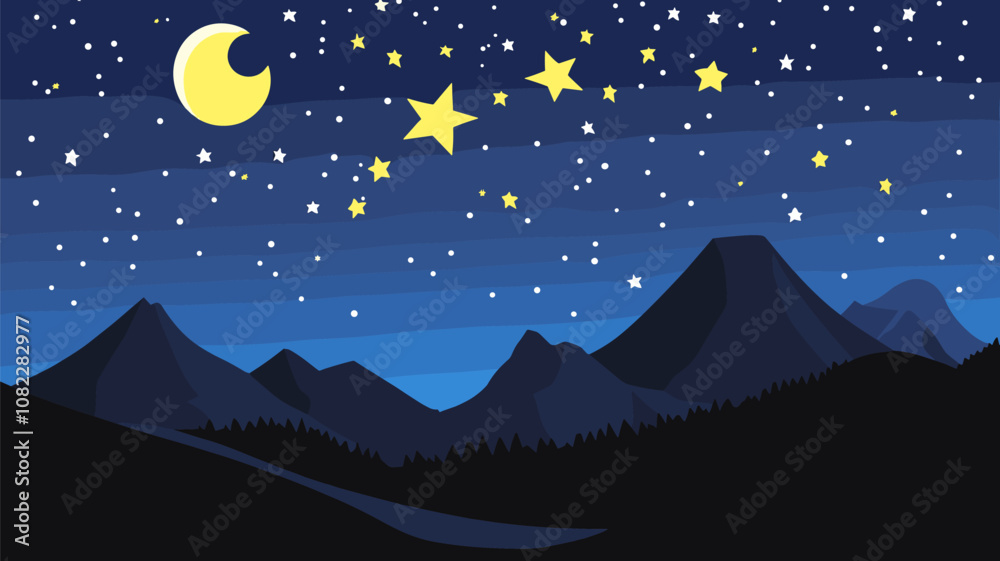 Fototapeta premium Night Sky Over Mountains