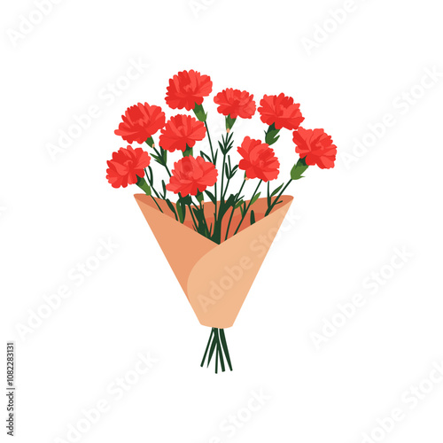 Red Carnation Flower Bouquet Illustration for Romantic Decor photo