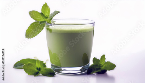 Refreshing Green Mint Smoothie in Glass