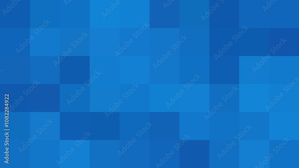 Dynamic Blue Checkered Mosaic Background with Smooth Color Transitions and Pixelated Effect