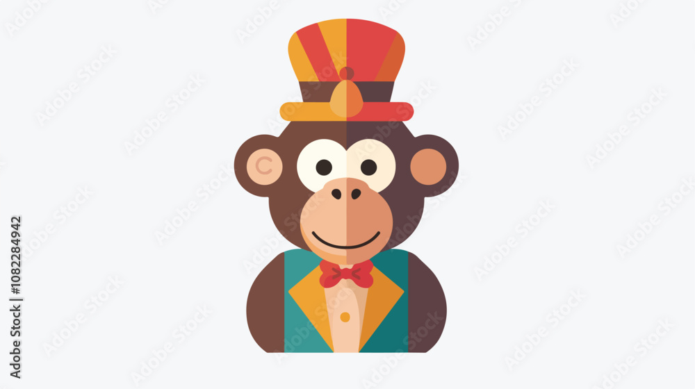 Circus Monkey Icon Flat Vector Isolated on White Background Circus Monkey Icon Flat Vector Isolated on White Background