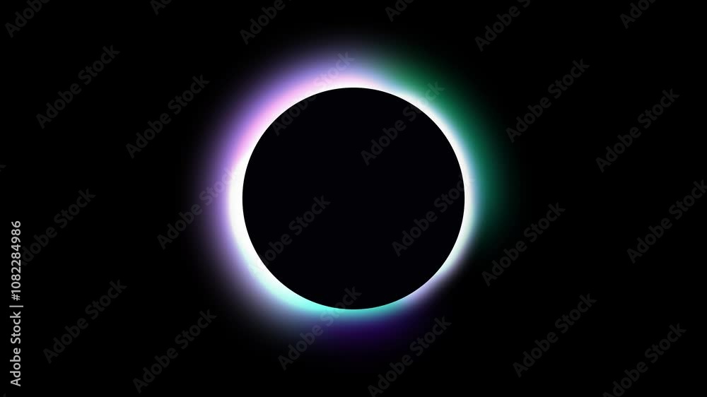 Total solar eclipse, animated colorful motion video 4K
