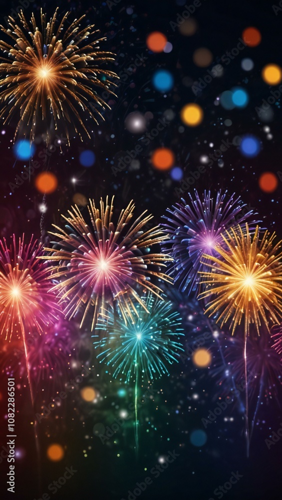 Naklejka premium fireworks on the night sky