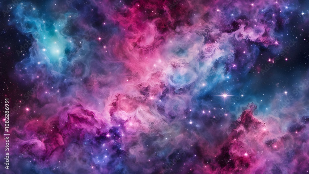 Blended galaxy colors with stars and nebulas in vivid pinks purples and blues, Ai Generated Blended galaxy colors with stars and nebulas in vivid pinks purples and blues, Ai Generated
