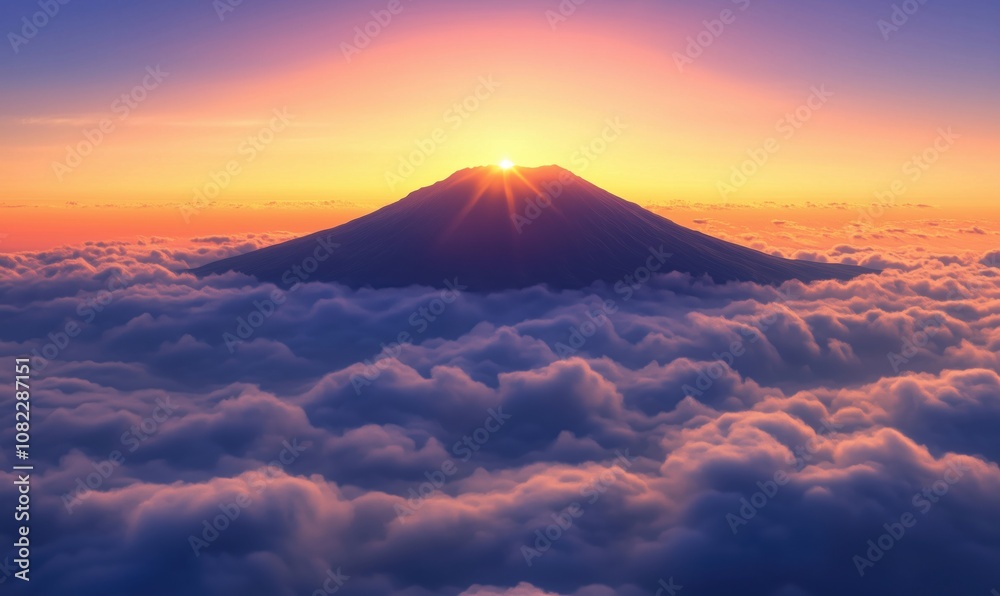 Majestic mountain sunrise above clouds, vibrant colors, serene atmosphere, breathtaking view, natural beauty, tranquility, scenic landscape Majestic mountain sunrise above clouds, vibrant colors, serene atmosphere, breathtaking view, natural beauty, tranquility, scenic landscape
