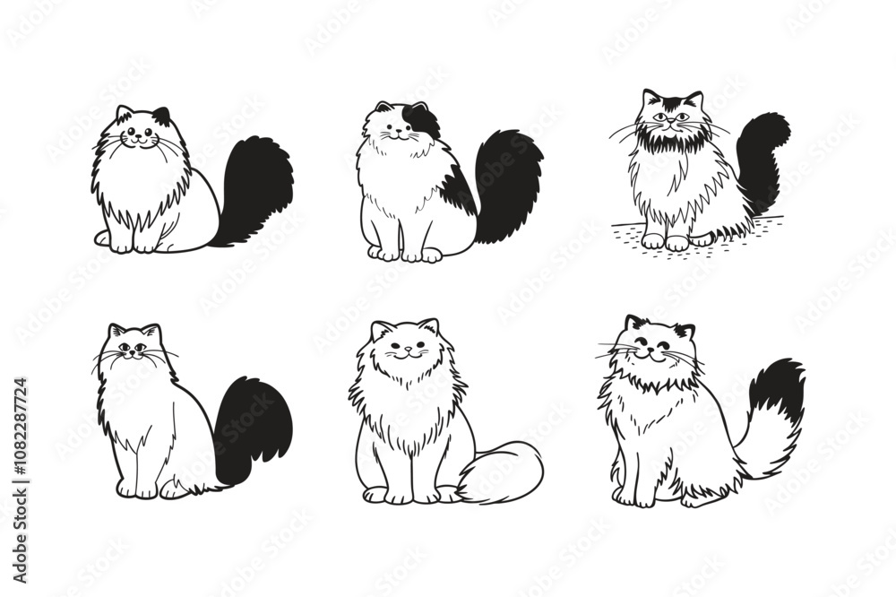 Obraz premium Cat vector design, labeled silhouette linocut art illustration.