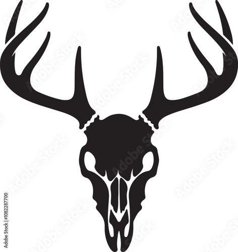 silhouette of deer head skull vector art illustration