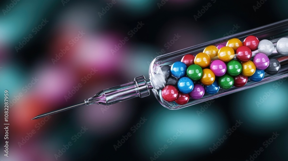 Syringe Filled with Colorful Balls Syringe Filled with Colorful Balls