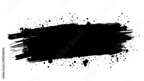 Wallpaper Mural Black Grunge Brush Stroke with Random Paint Splatter Torontodigital.ca