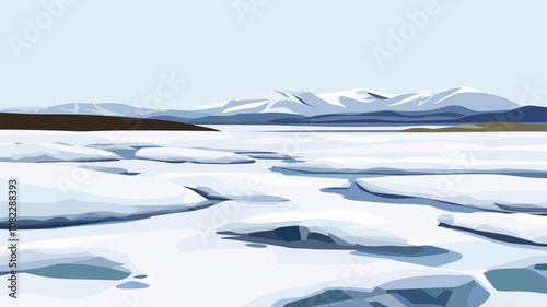Frozen Arctic Landscape with Ice Sheets