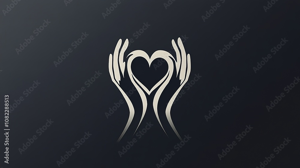 Obraz premium Logo Design Featuring a Couple of Hands Holding a Heart, Symbolizing Handmade Craftsmanship and Love, Perfect for Artisan and Creative Brands