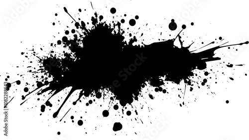 Bold Black Paint Splash with Large Ink Blots