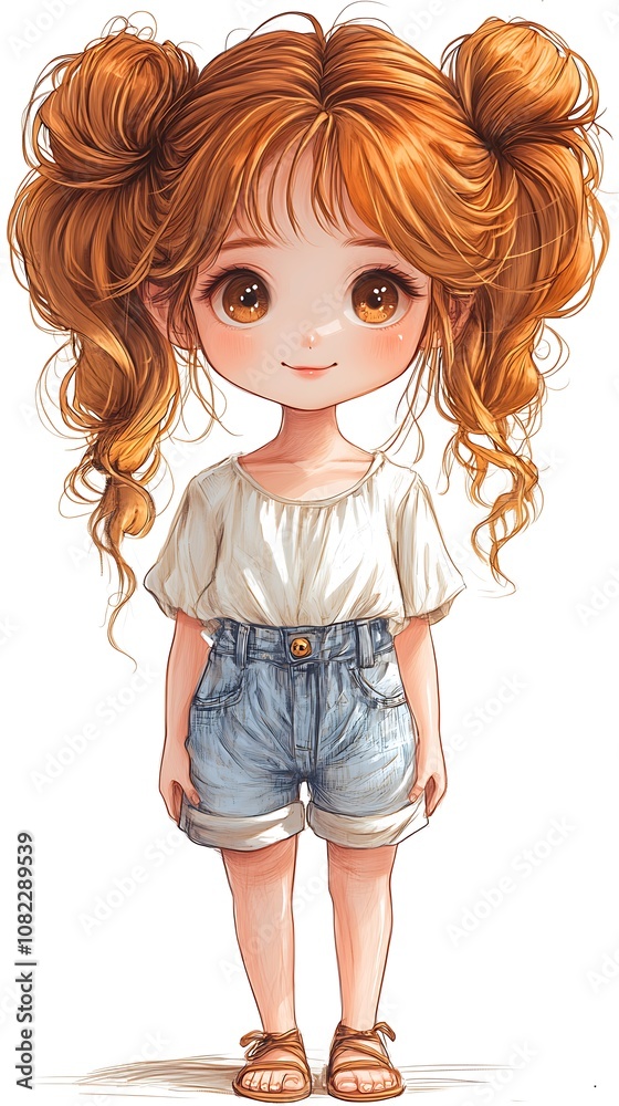 prototyping user friendly, Hand-Drawn Digital Sketch of a Girl with Ponytails prototyping user friendly, Hand-Drawn Digital Sketch of a Girl with Ponytails