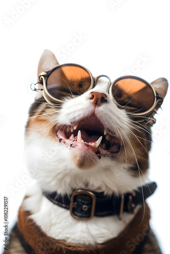 Cool Cat in Sunglasses with Open Mouth