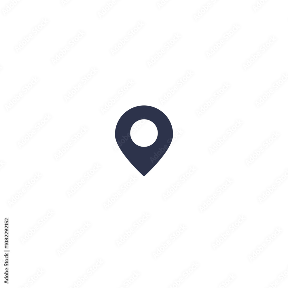 Minimalist location pin icon on white background, symbolizing navigation and geolocation. Minimalist location pin icon on white background, symbolizing navigation and geolocation.