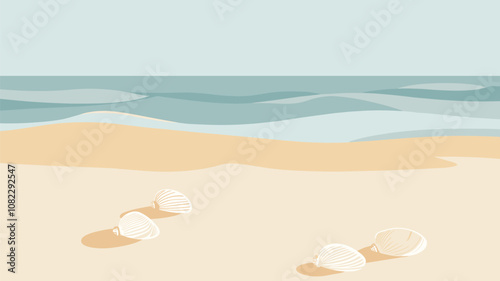 Sandy Beach with Seashells
