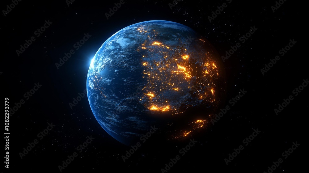 Fototapeta premium Earth from Space with Global Network Connections. Generative AI