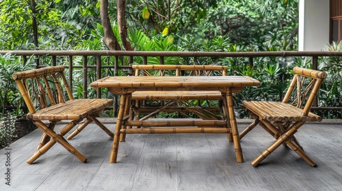 Bamboo Furniture Set on Outdoor Patio