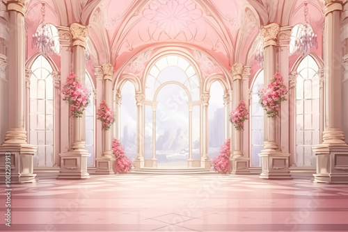 Fototapeta Naklejka Na Ścianę i Meble -  Palace interior background castle hall